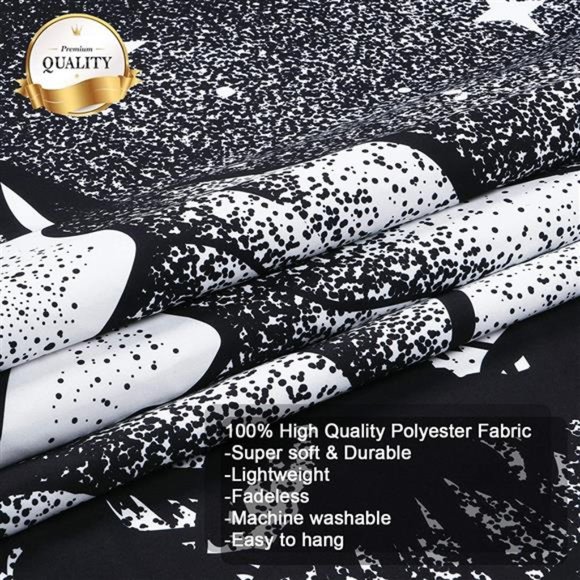 Mountain Moon Tapestry Starry Night Sky Tapestry Black and White - Picture 5 of 7